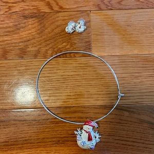 Snowman Necklace and Matching Snowman Earrings
